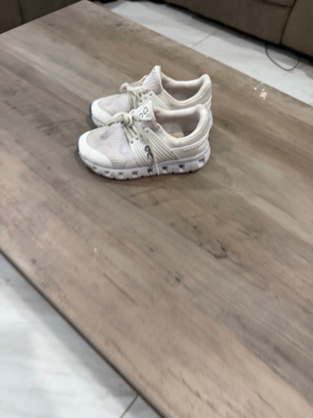 Kids Neutral White/Tan Athletic Sneakers